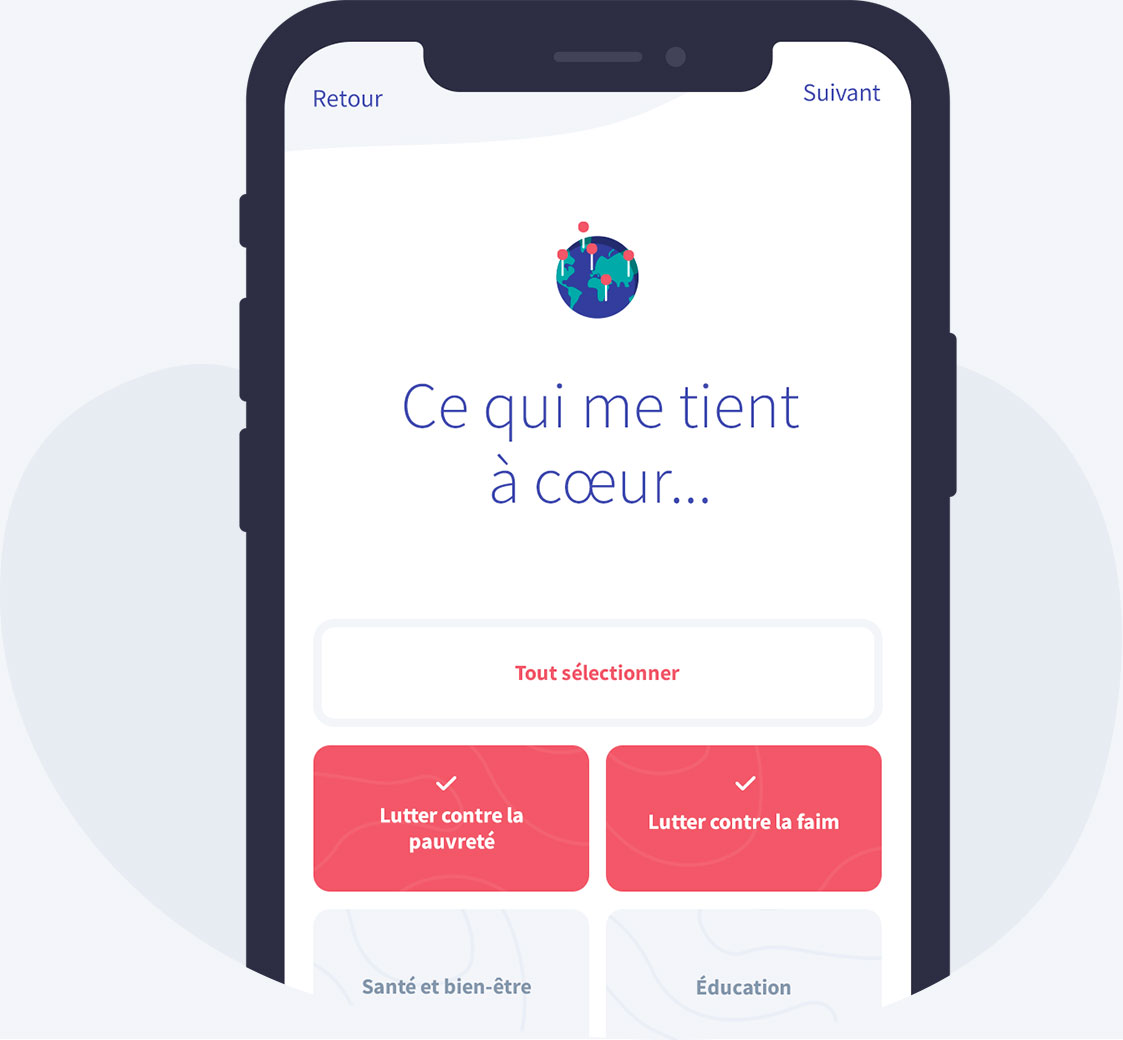 Écran de smartphone sur l'écran de choix des thématiques